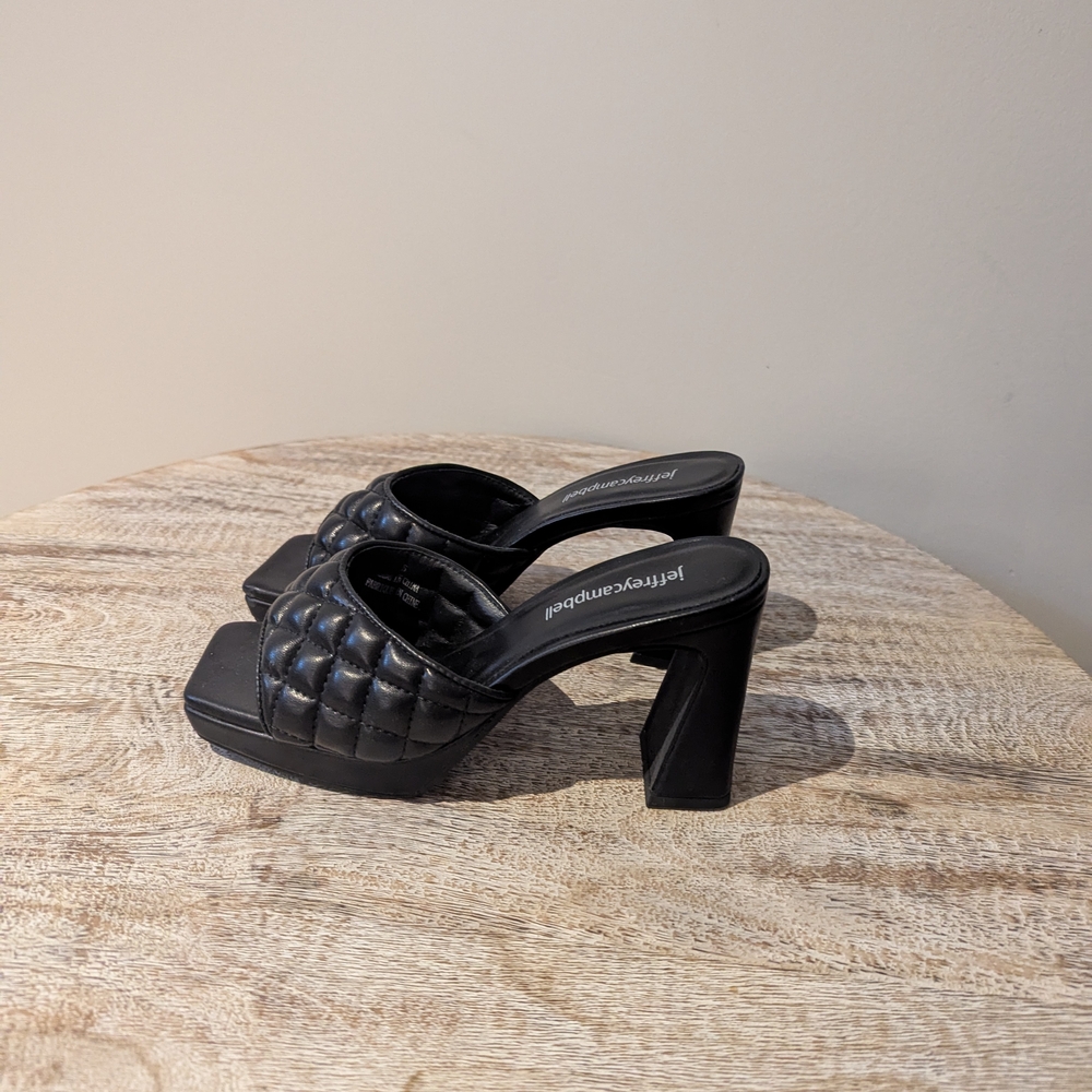 Jeffrey Campbell Black Quilted Mules